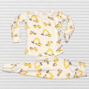 Sunny With an A Size 2 Yelllow Construction Excavator Trucks Pajama Long Jon Set